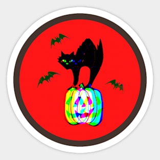 Rainbow Cat & Pumpkin - Halloween Sticker